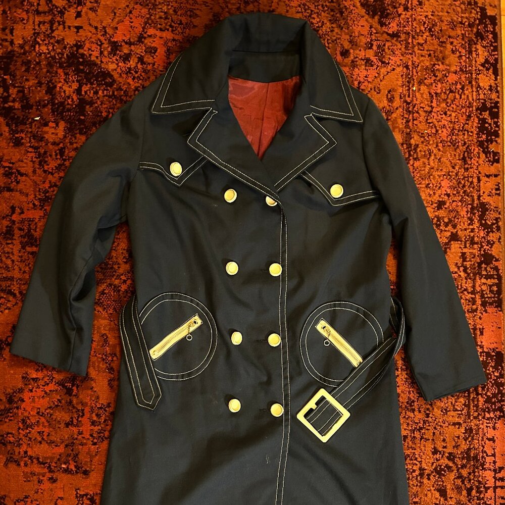 Vintage Mod Navy/Blue Coat with Belt Size S/M